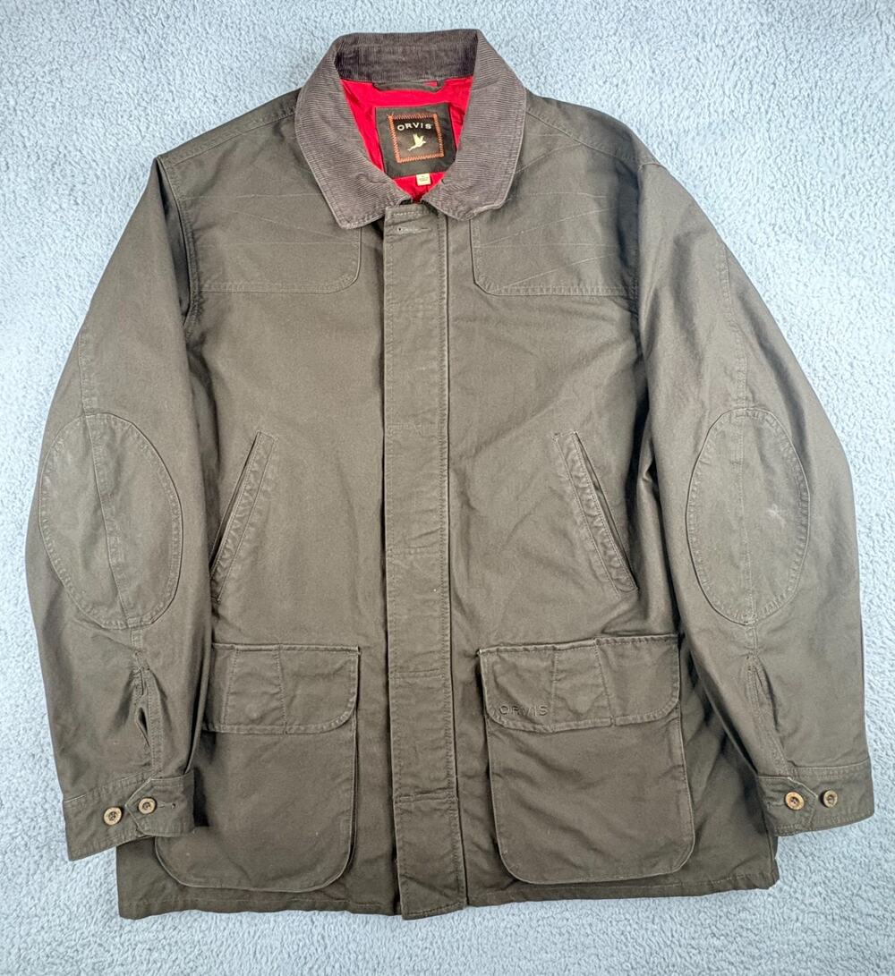 Orvis Heritage Field Utility Jacket Men's XL Brown Long Sleeves Corduroy Trim